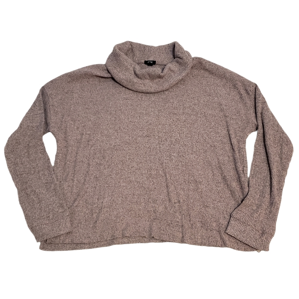 Ardene Ribbed Knit Heathered Taupe Turtleneck Sweater